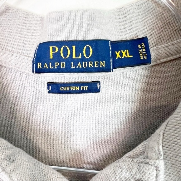 POLO RALPH LAUREN GRAY CUSTOM FIT SHORT SLEEVE POLO SHIRT MENS SZ XXL - Picture 3 of 6